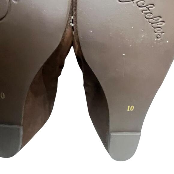 Seychelles Star of The Show Boots 10 Chocolate Suede Wedge Knee High Ruched - Picture 11 of 14